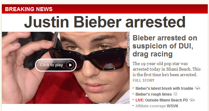 CNN Bieber Arrest Pic