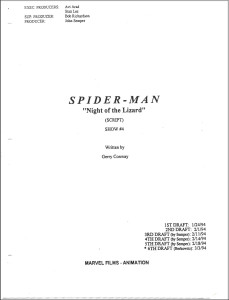 Spiderman Night of Lizard Script Cover