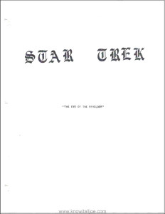 Star Trek Eye of Beholder Animated Series Script Cover