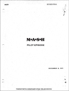Mash Pilot Episode Script Cover