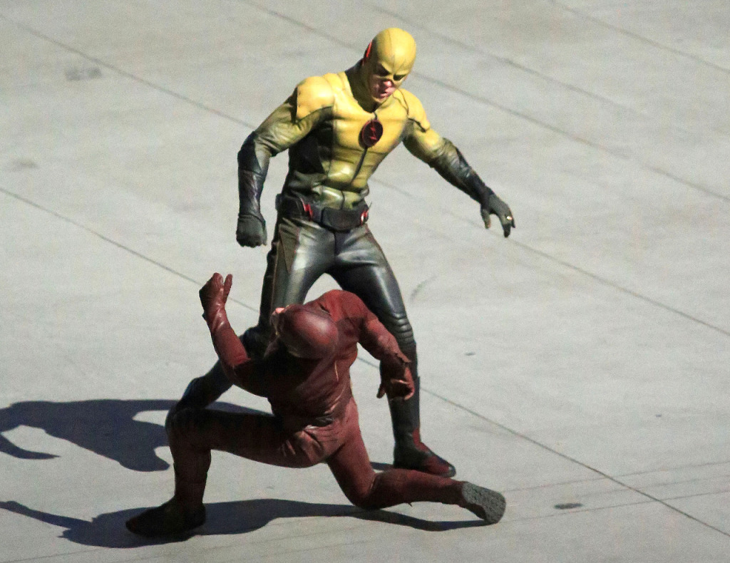 Exclusive... Grant Gustin Films A Fight Scene On The Set Of 'The Flash'