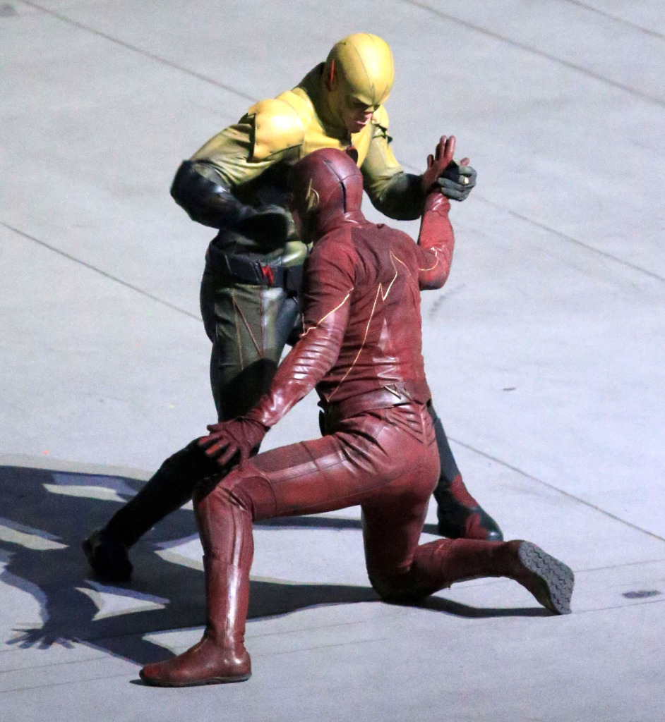 Exclusive... Grant Gustin Films A Fight Scene On The Set Of 'The Flash'