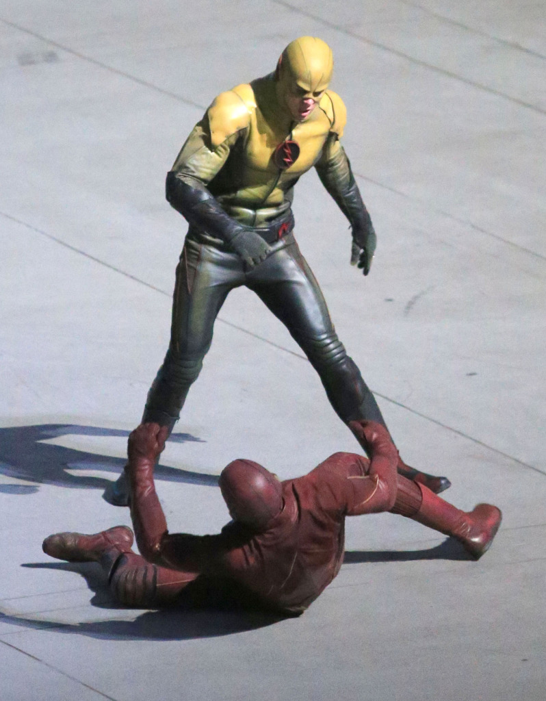 Exclusive... Grant Gustin Films A Fight Scene On The Set Of 'The Flash'