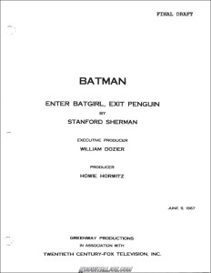 Batman - Enter Batgirl, Exit Penguin Script Cover