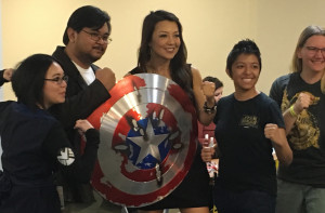 Ming-Na Wen brandishing Captain America's Shield Main Pic